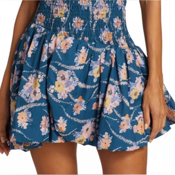 Loveshackfancy Asa Smocked Floral Mini Dress in Midnight Blush Small - Picture 2 of 5